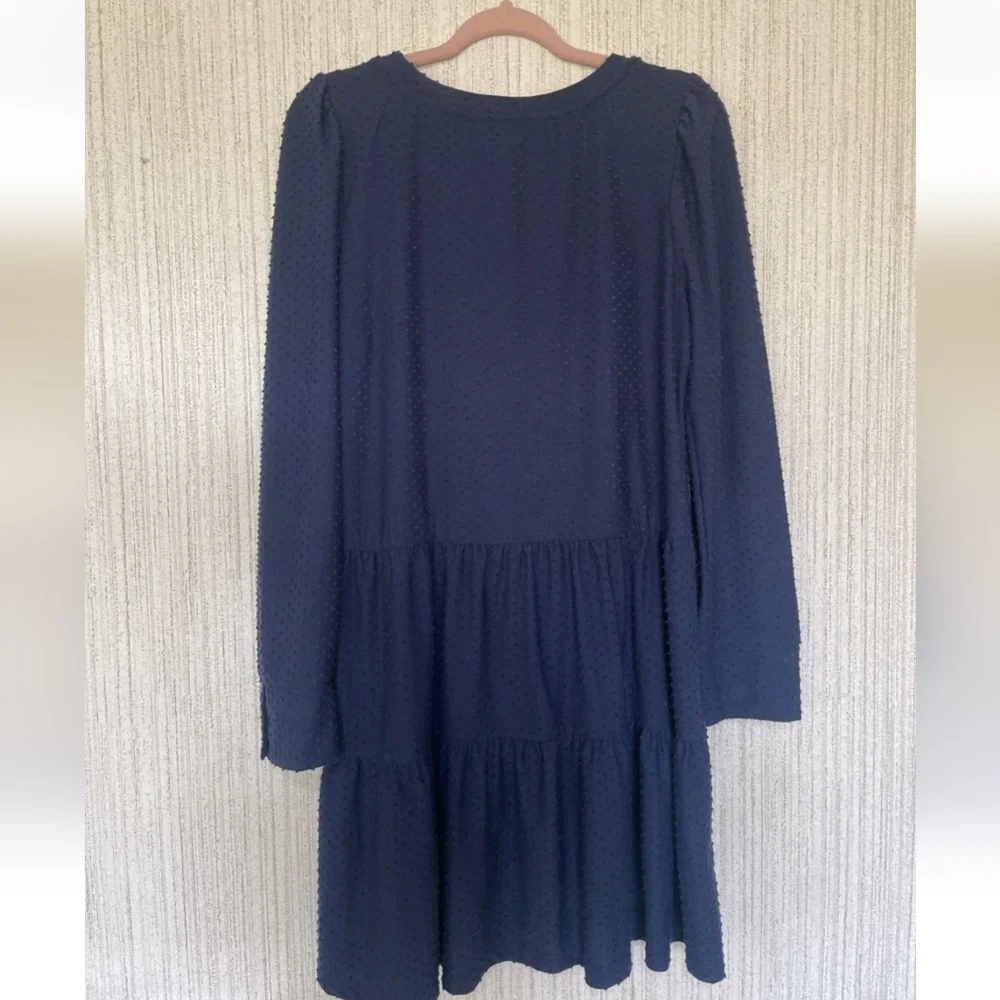 Lilly Pulitzer Size Large Navy Blue Arlette Long Sleeve Dress Polk Dots - Picture 9 of 9